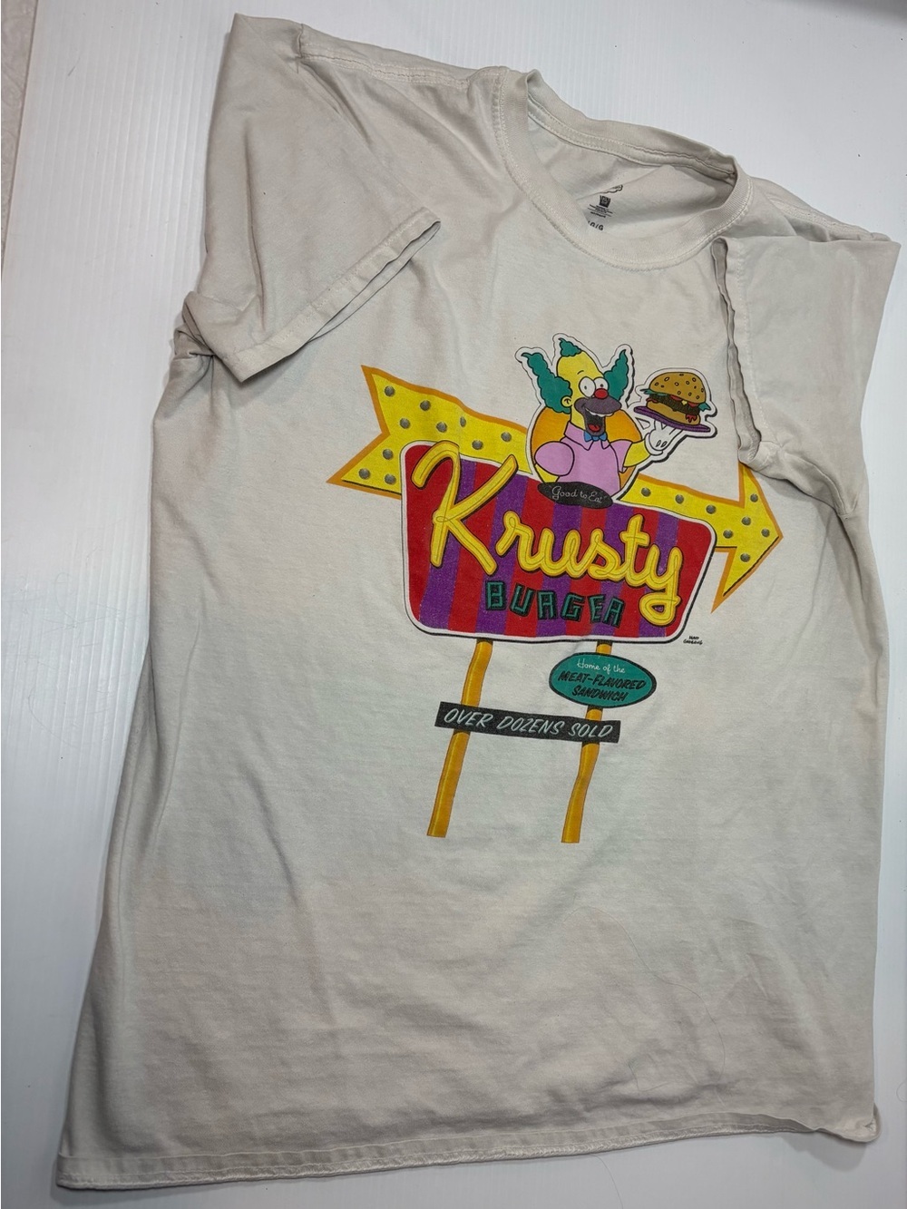 Krusty Burger Graphic Short Sleeve Tee - Cream